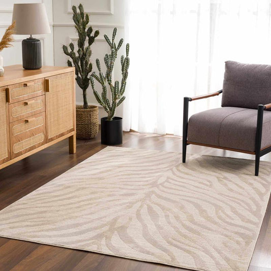 Beige Manteca Zebra Print Area Rug