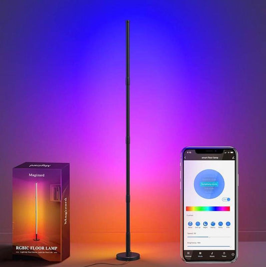 Magizard RGB Corner Floor Lamp, 63" Smart LED Light with Wifi App Control, Works with Alexa and Google Assistant, Color Changing with 16 Million Colors, Scene Modes, Music Sync for Living Room Bedroom