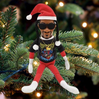 Snoop on a Stoop Hip Hop Christmas Elf Doll Resin Table Ornament for Home Garden Decoration