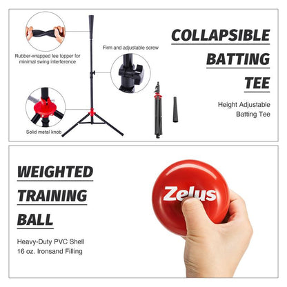 ZELUS 7X7Ft Baseball Net | Baseball Softball Practice Net with Tee, Baseballs and Carry Bag for Batting Hitting and Pitching New Bat