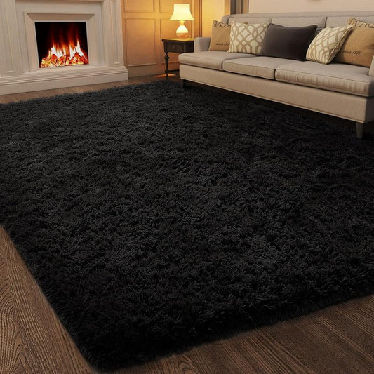 Solid Color Fluffy Rug, 1 Count Non-Slip Soft Floor Mat, Decorative Carpet for Home Living Room Bedroom Study Room, Home Decor, Gift for Girlfriend