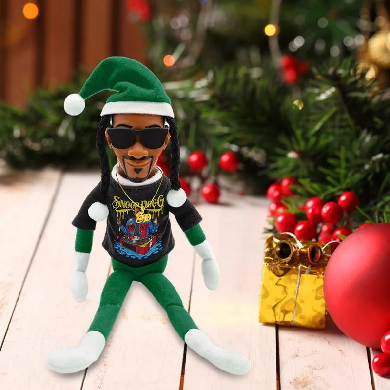 Snoop on a Stoop Hip Hop Christmas Elf Doll Resin Table Ornament for Home Garden Decoration