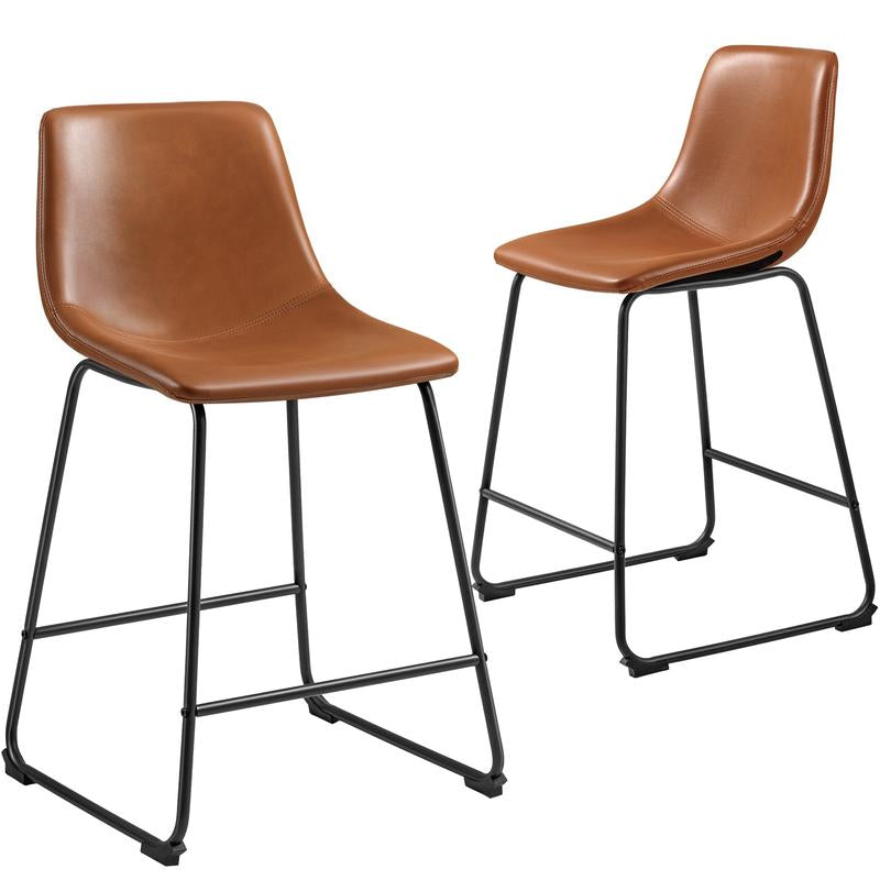 Homall Barstools Middle Height PU Leather Counter Bar Stool with Back and Footrest Set of 2