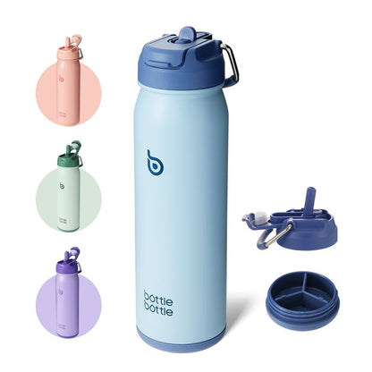 BOTTLE BOTTLE 24 Oz Sports Water Bottle Stainless Steel Insulated Water Bottle with Straw and Pills Holder