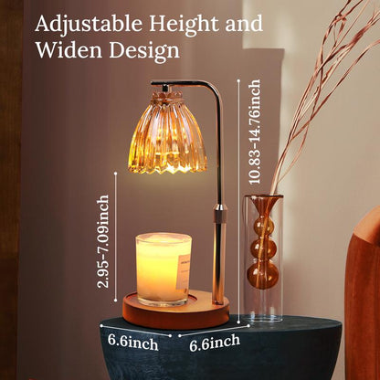 [Spring Sale] DORABOL Fragrance Candle Warmer Lamp with 2 Bulbs Electric Candle Warmer with Timer & Dimmer for Home Decor Wax Melt for Small Large Size Jar Candles Retro Wooden Base