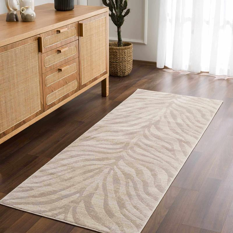 Beige Manteca Zebra Print Area Rug