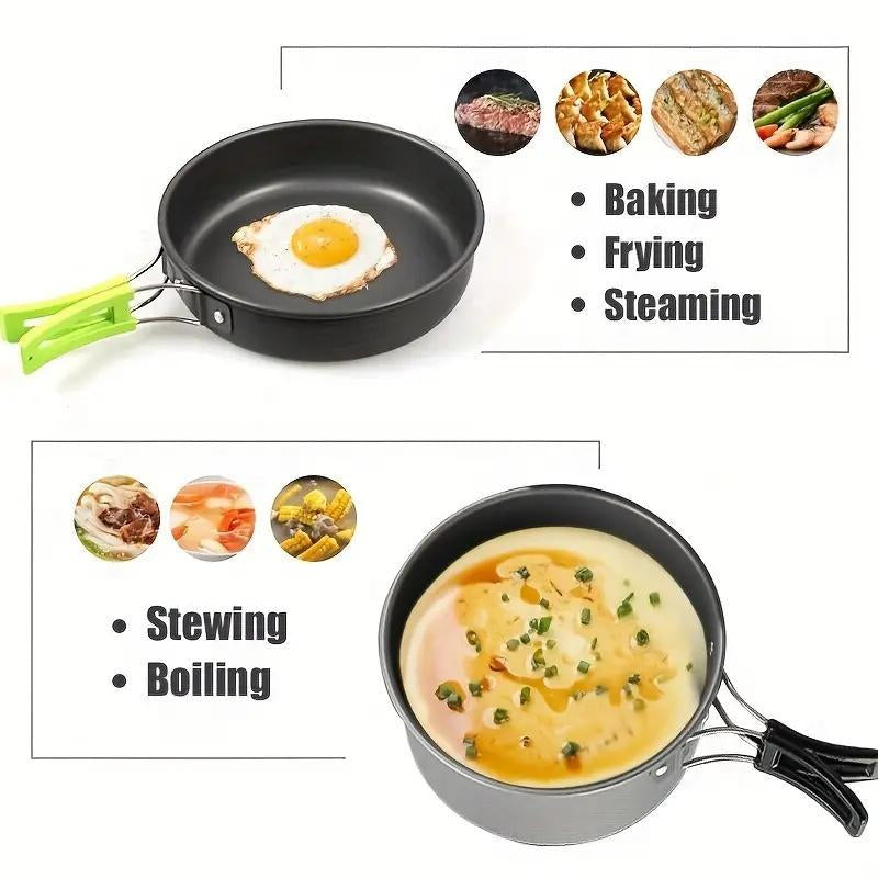 Random Color Lightweight Camping Cookware Set, 3 Counts/Set Pot, Pan & Kettle, Portable Aluminum Cooking Kit with Storage Bag, Outdoor Camping Kitchenware, Camping Cooking Set, Camping Set, Camping Utensils