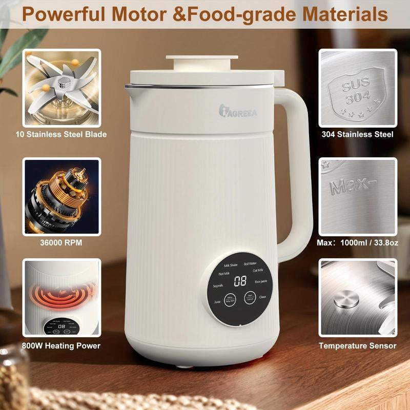 IAGREEA Automatic Nuts Milk Maker, Plug and Play 1000ML Milk Maker, Multifunctional Juicer for Coffee, Grain and Juice, Household Kitchen Appliances