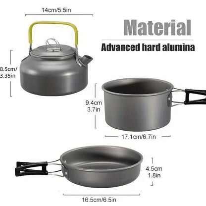 Random Color Lightweight Camping Cookware Set, 3 Counts/Set Pot, Pan & Kettle, Portable Aluminum Cooking Kit with Storage Bag, Outdoor Camping Kitchenware, Camping Cooking Set, Camping Set, Camping Utensils