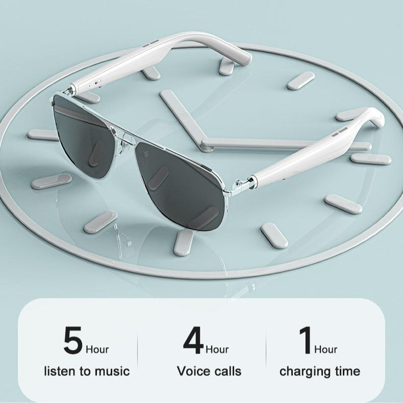 Smart Bluetooth Sunglasses - Classic Aviator Style with Music UV Protection