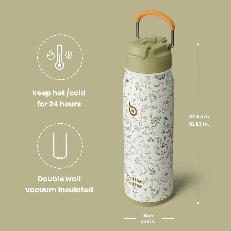 BOTTLE BOTTLE 24 Oz Sports Water Bottle Stainless Steel Insulated Water Bottle with Straw and Pills Holder